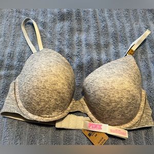 (Brand new)Light grey Victoria’s Secret pink push up bra 36B